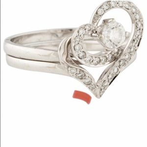 18K White Gold Diamond Heart Ring Set
